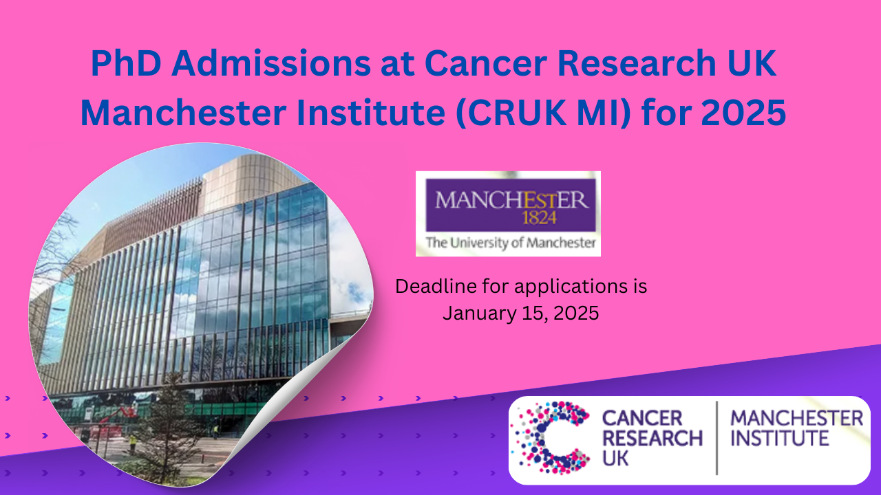 PhD program for 2025 at Cancer Research UK Manchester Institute (CRUK MI), University of Manchester