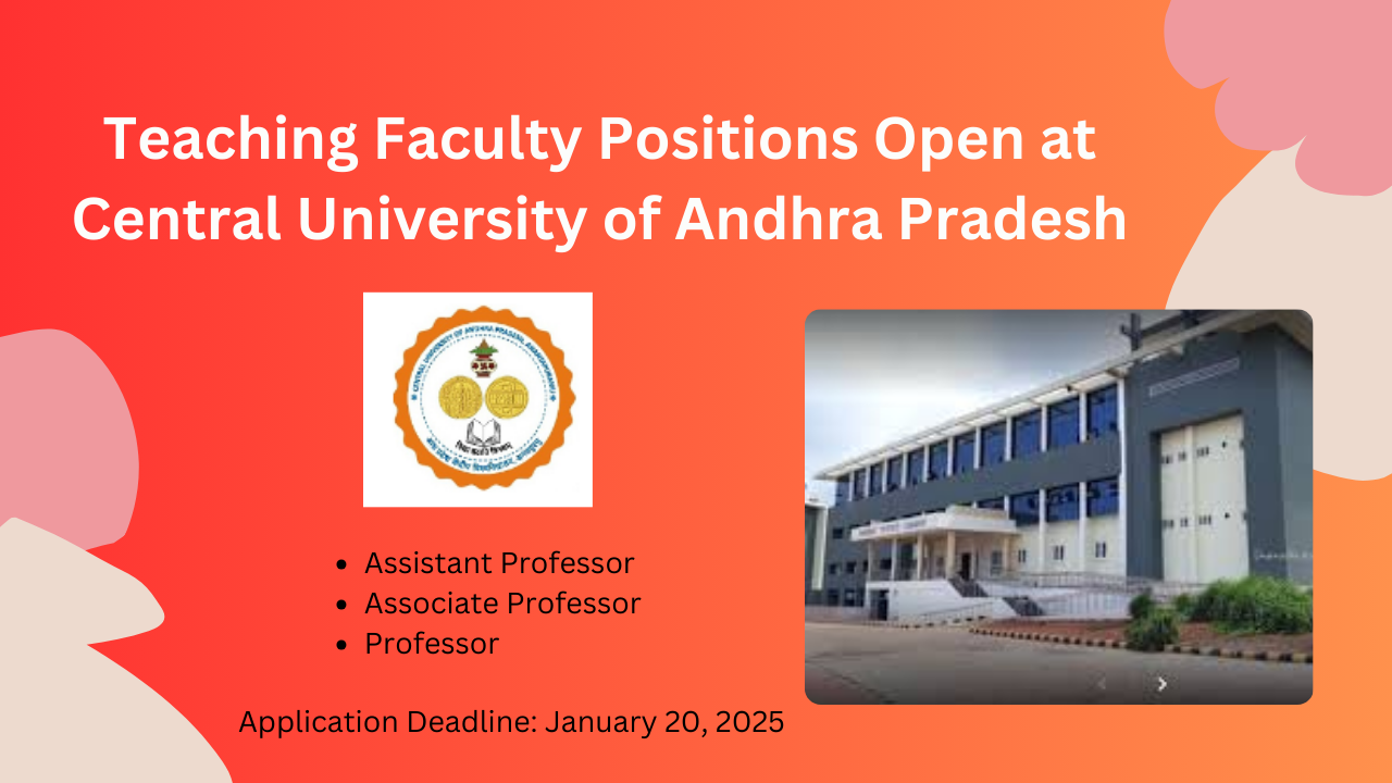 Faculty Positions Open at Central University of Andhra Pradesh