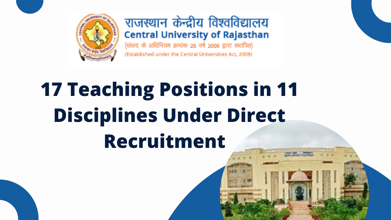 Faculty Positions at Central University of Rajasthan