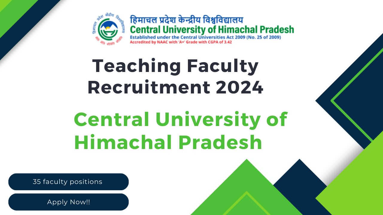 faculty positions at Central University of Himachal Pradesh