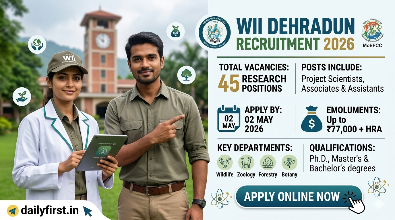 Wildlife Institute of India Recruitment 2026 Vacancy Table for Project Scientists and Associates